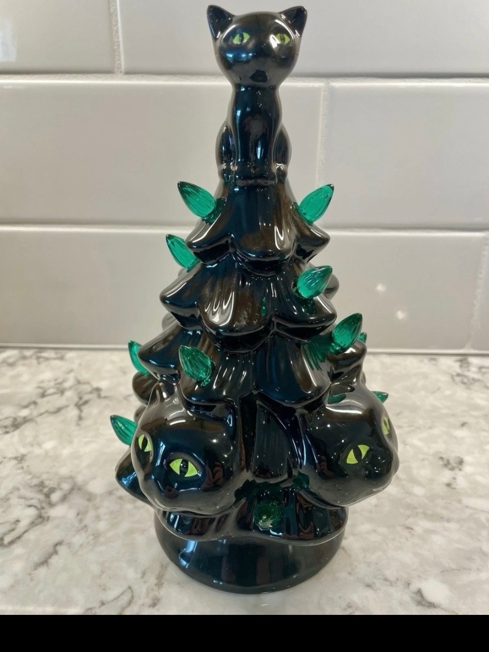 🐈‍⬛️💚NWT Black Ceramic Cat Tree/ Light Up Tree/ Decor/ Halloween/ Collectors💚